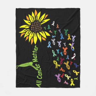 All Cancer Matters Awareness Day Ribbon  Fleece Blanket