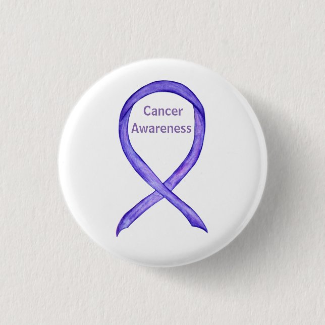 All Cancers Awareness Lavender Ribbon Button Pin (Front)