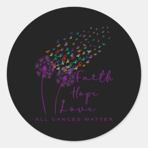 All Cances Problem All Ribbon World Cancer Awarene Classic Round Sticker