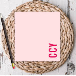 All Cap Sideways Monogram Pink Personalised Notepad<br><div class="desc">This fun notepad features your initials or name on the side of the pad.  Add your personalisation using the template form. To change the font,  style,  colour or layout,  select the option to "customise further".</div>