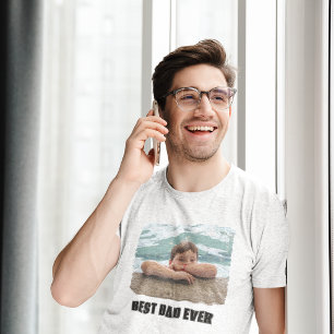 All Caps Best Dad Ever Photo Tri-Blend Shirt