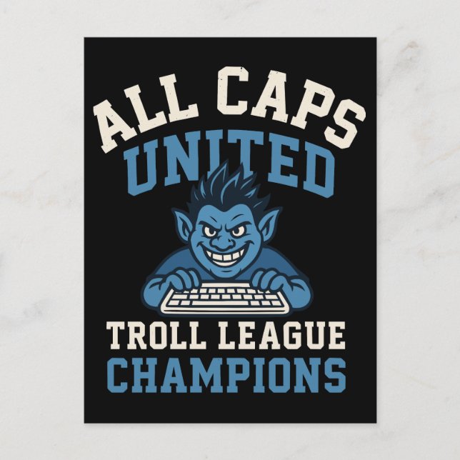 All Caps United Troll League Champions Holiday Postcard (Front)