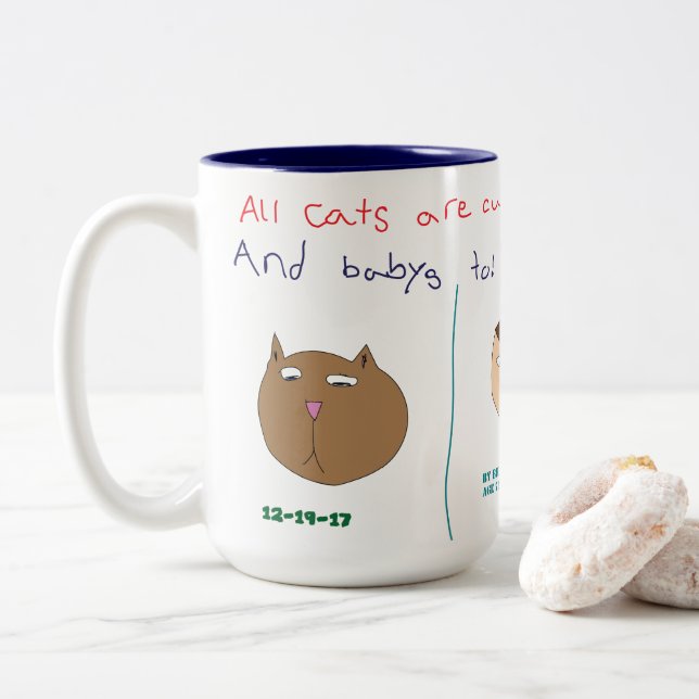All Cats are Cute! Two-Tone Coffee Mug (With Donut)