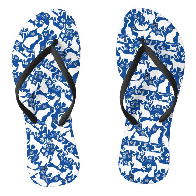 All Cats pattern.w.bx4 Blue BG Jandals (Footbed)