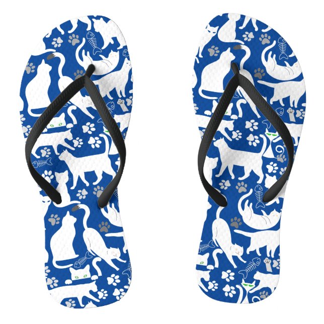 All Cats pattern.w.bx4 Blue BG v2 Jandals (Footbed)