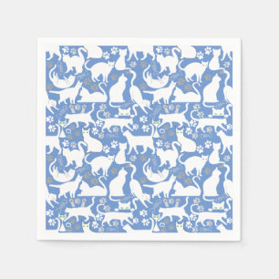 All Cats pattern.w.bx4 L Blue BG Napkin
