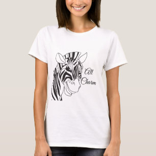 "All Charm" Cute Zebra Black/White Stripes Design T-Shirt