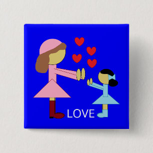 All Children Need Love: Blue 15 Cm Square Badge