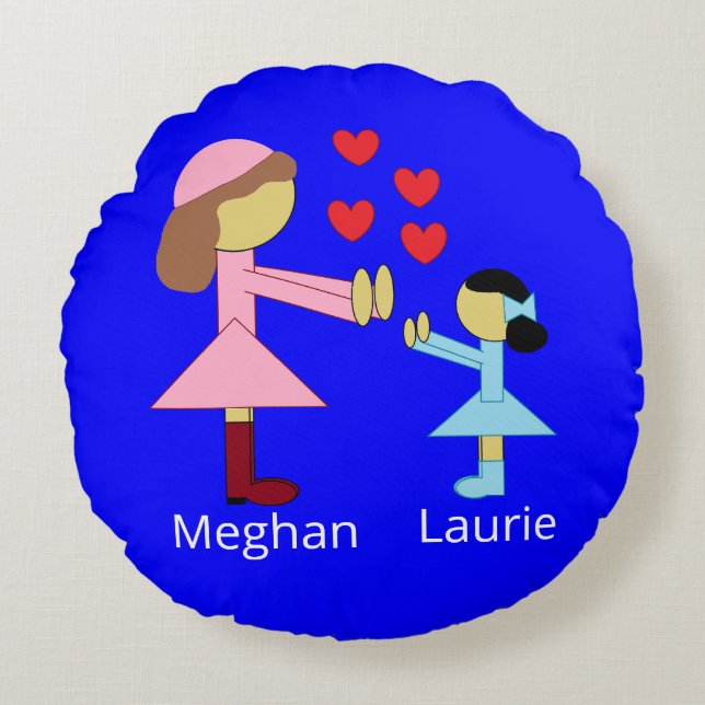 All Children Need Love:  Blue Round Cushion (Front)