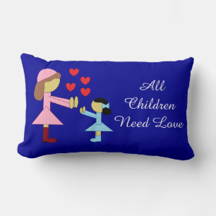 All Children Need Love: Dark Blue Lumbar Cushion