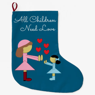 All Children Need Love:  Deep Sea Blue Large Christmas Stocking