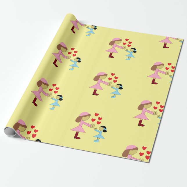 All Children Need Love:  Light Yellow Wrapping Paper (Unrolled)