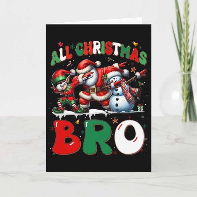 All Christmas Bro Xmas Santa Elf Snowman Dabbing M Card (Front)