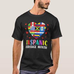 All Countries Flags Heart Hispanic Heritage Month T-Shirt