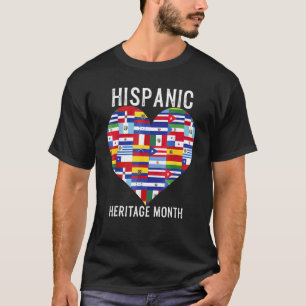 All Countries Flags Heart Hispanic Heritage Month T-Shirt