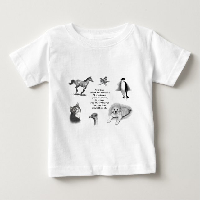 All Creatures Great And Small: Animals: Scripture Baby T-Shirt (Front)