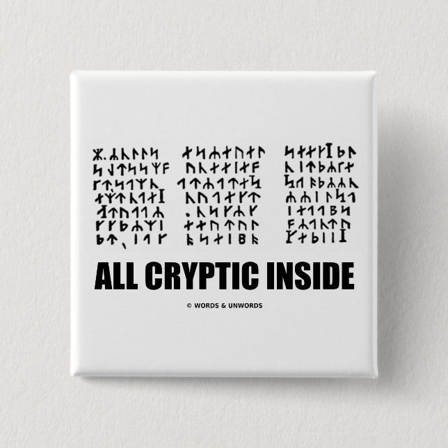All Cryptic Inside (Jules Verne Runic Cryptogram) 15 Cm Square Badge (Front)