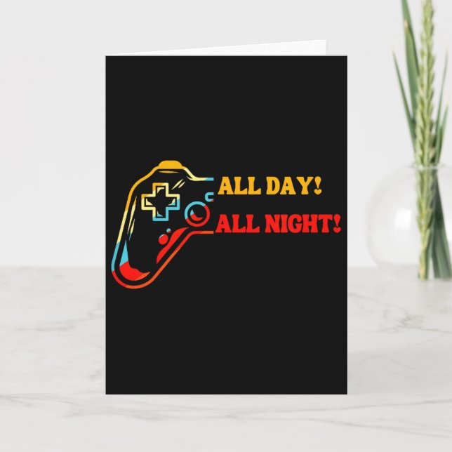 All Day-all Night Gamer Tee – Funny Gift For Conso Card (Front)