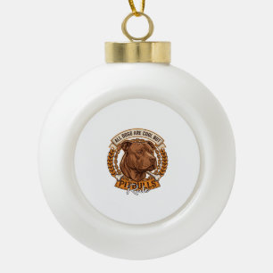 All Dogs Are Cool But Pitbulls Rule Dog Chain Bone Ceramic Ball Christmas Ornament