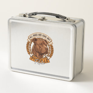All Dogs Are Cool But Pitbulls Rule Dog Chain Bone Metal Lunch Box
