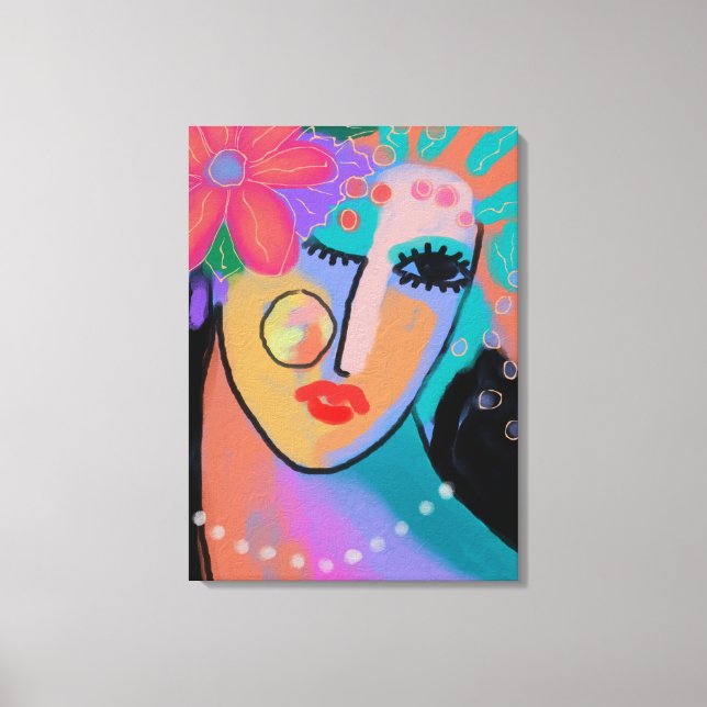 All Dressed Up Abstract Digital Portrait Canvas Print (Front)