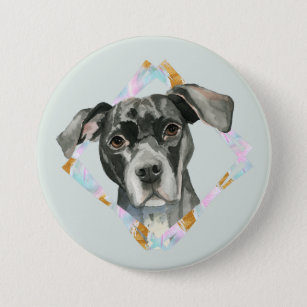 "All Ears" Pit Bull Dog Watercolor Painting 7.5 Cm Round Badge