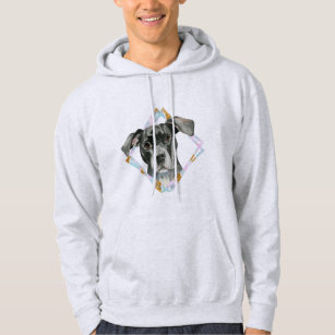 "All Ears" Pit Bull Dog Watercolor Painting Hoodie