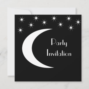 All Events Black & White Moon Stars Party Invitation