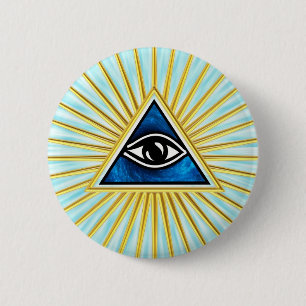 All eye of God, pyramid, Freemasons 6 Cm Round Badge