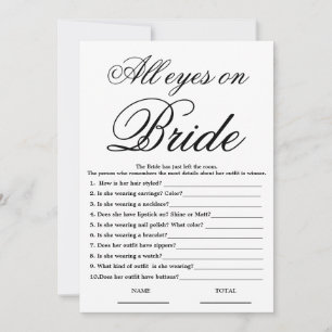 All eyes on Bride Simple Bridal Shower Game Invitation