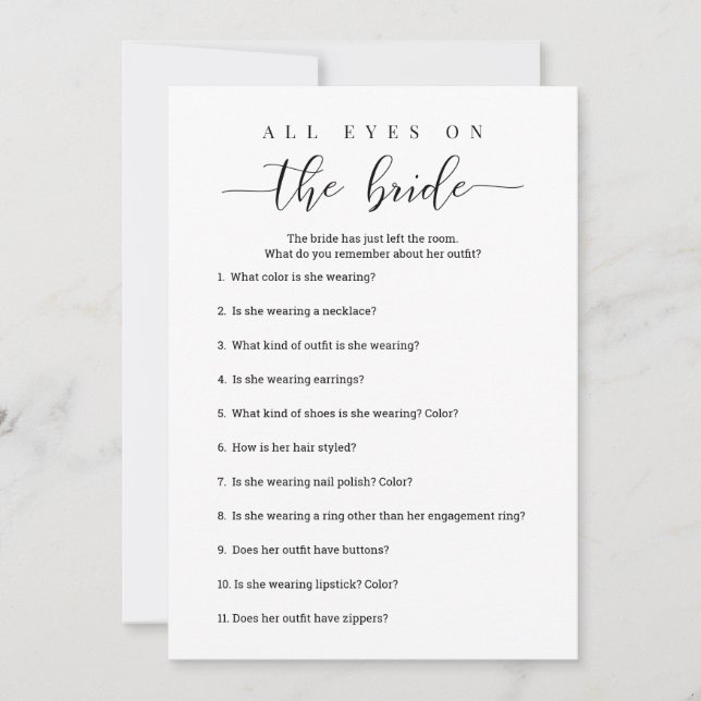 All Eyes On The Bride Bridal Shower Game Invitation (Front)