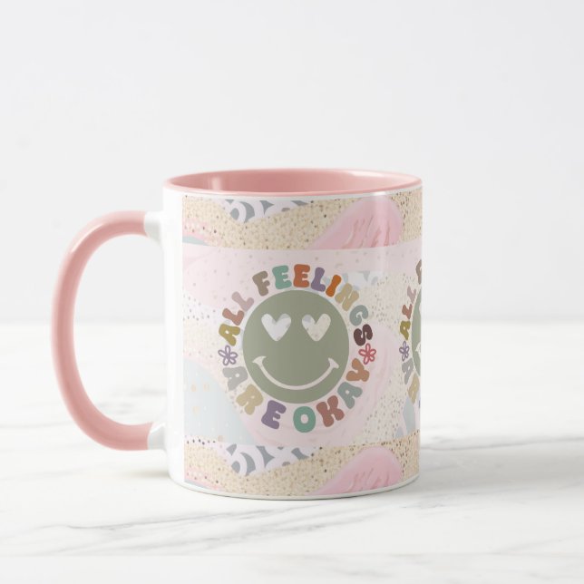 All Feelings Are Okay | Pastel Smiley  Mug (Left)