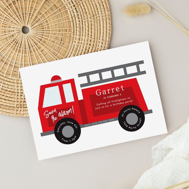 All Fired Up Fire Truck Birthday Invitation (Creator Uploaded)