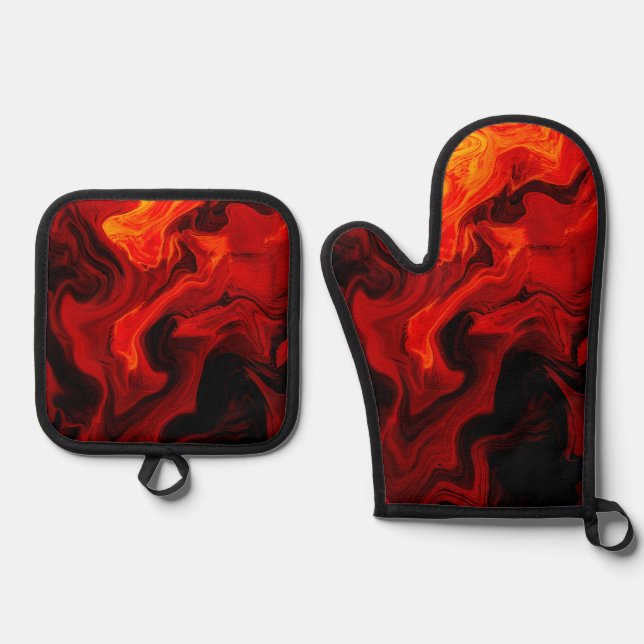 All Fired Up Oven Mitt and Pot Holders Oven Mitt & Pot Holder Set (Front)