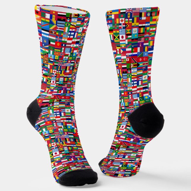 All Flags Socks, Stylish Flags design. Socks (Angled)