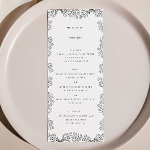 All Floral Black & White Wedding Dinner Menu