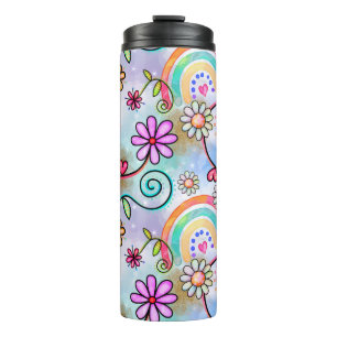 All Flowers, Hearts and Rainbows Thermal Tumbler