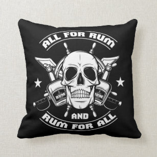 All For Rum Pirates Captain Skull Cushion