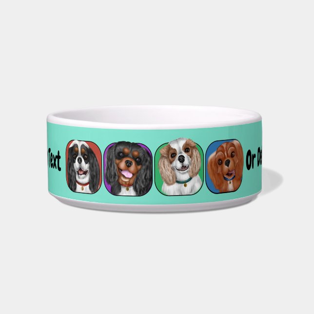 All Four Cavalier King Charles, Cute    Bowl (Front)