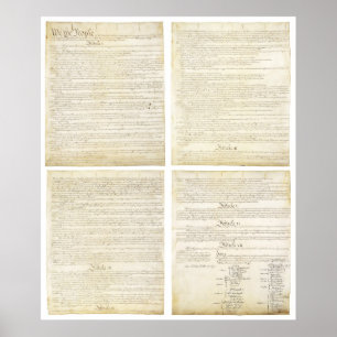 All Four ORIGINAL Pages of the U.S. Constitution Poster