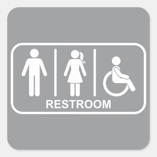 All Gender Bathroom Symbol Square Sticker (Front)