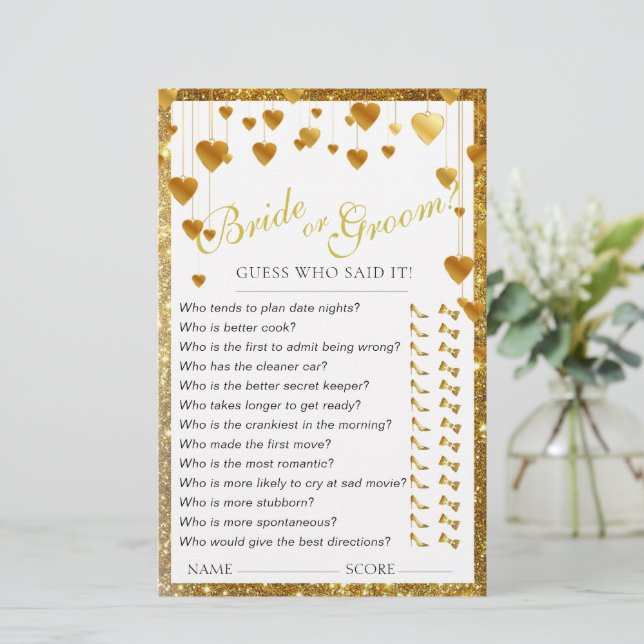 All Glitter Elegant Bridal Shower Game (Standing Front)