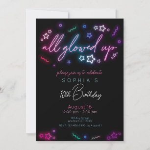 All Glowed Up Glow in the Dark Birthday Invitation