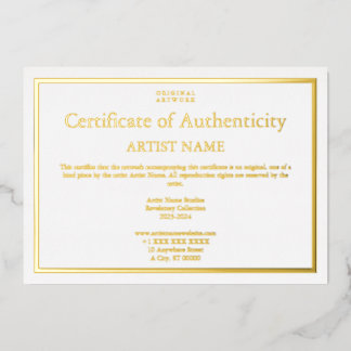 All Gold Foil Certificate of Authenticity Art
