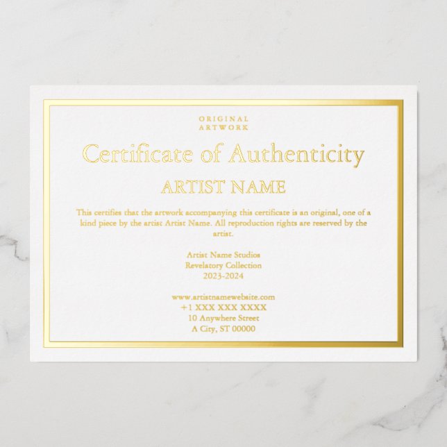 All Gold Foil Certificate of Authenticity Art (Front)