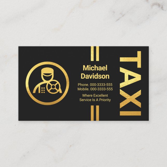 All Gold Vertical Lines Driver Business Card (Front)