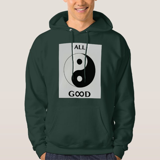 All Good, black & white, yin & yang, radiant heart Hoodie (Front)
