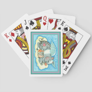 ALL GOOD PIGLETS GO TO HEAVEN, CUTE PIG ANGELS PLAYING CARDS