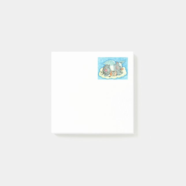 ALL GOOD PIGLETS GO TO HEAVEN, CUTE PIG ANGELS POST-IT NOTES (Front)