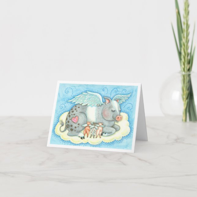 ALL GOOD PIGLETS GO TO HEAVEN NOTE CARD Blank (Front)